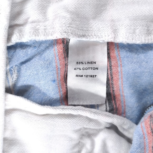 johnnie-O Shorts Mens 32 Gulf Blue Red Striped Linen Blend 9" Inseam Chino - Picture 6 of 16